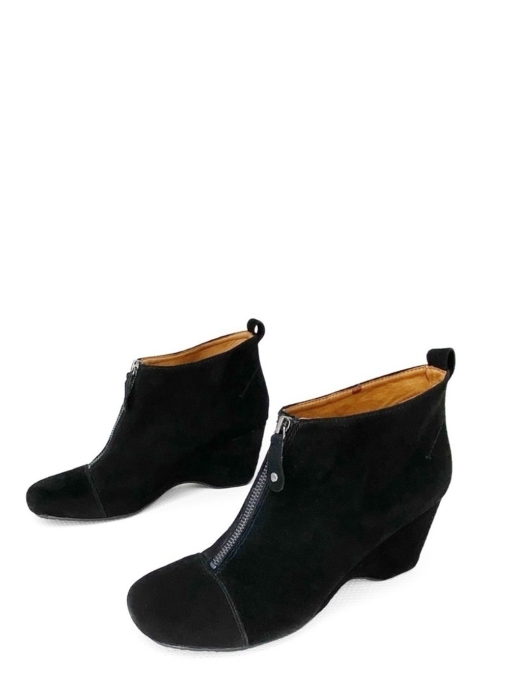 Gentle Souls Ridgual Ankle Boots Wedge Heel Black Suede Womens Size 10 Zip Front